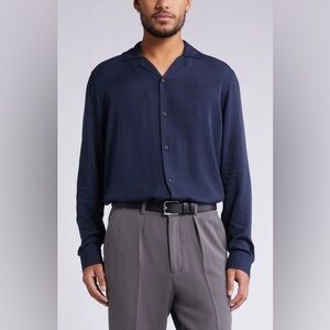 Solid Notch Collar Shirt Open Edit Men’s Size Large‎